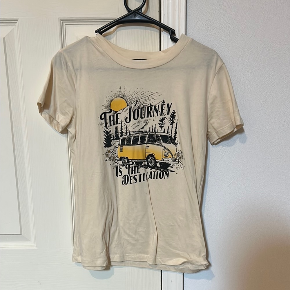Cream Graphic Tee with Yellow Van Design